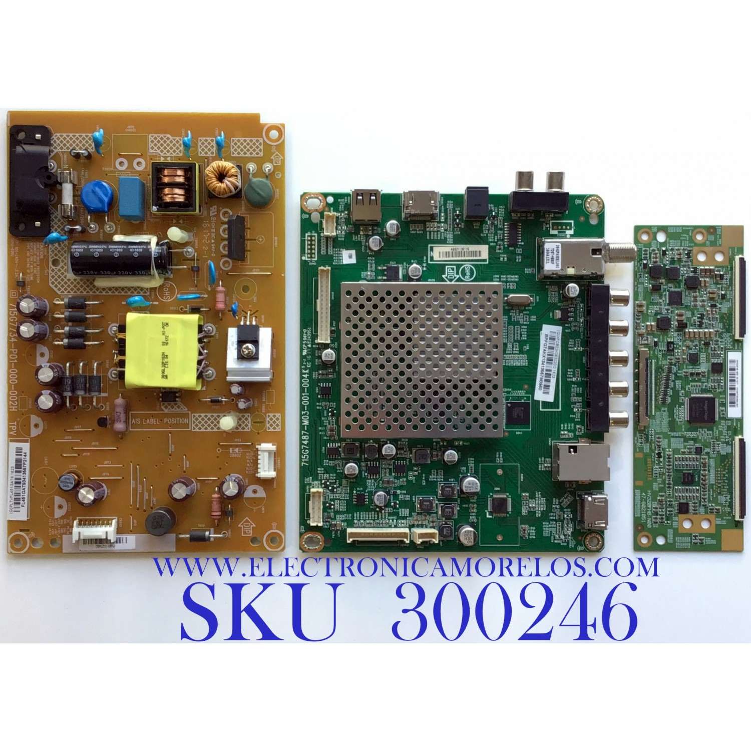 KIT DE TARJETAS PARA TV VIZIO / MAIN XFCB02K063 / 715G7487-M03-001-004K / T-CON 44-9771074A / HV320FHB-N00 44-977 / 47-6021051 / FUENTE PLTVFL451GAT9 / 715G7734-P01-000-002H / MODELO D32X-D1 LTTUUKJS